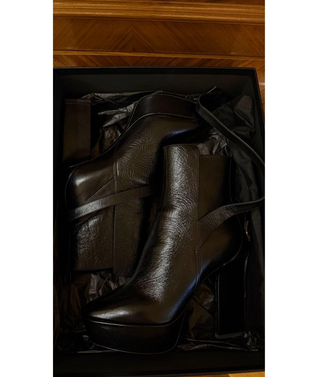 SAINT LAURENT Черные кожаные ботильоны, фото 3