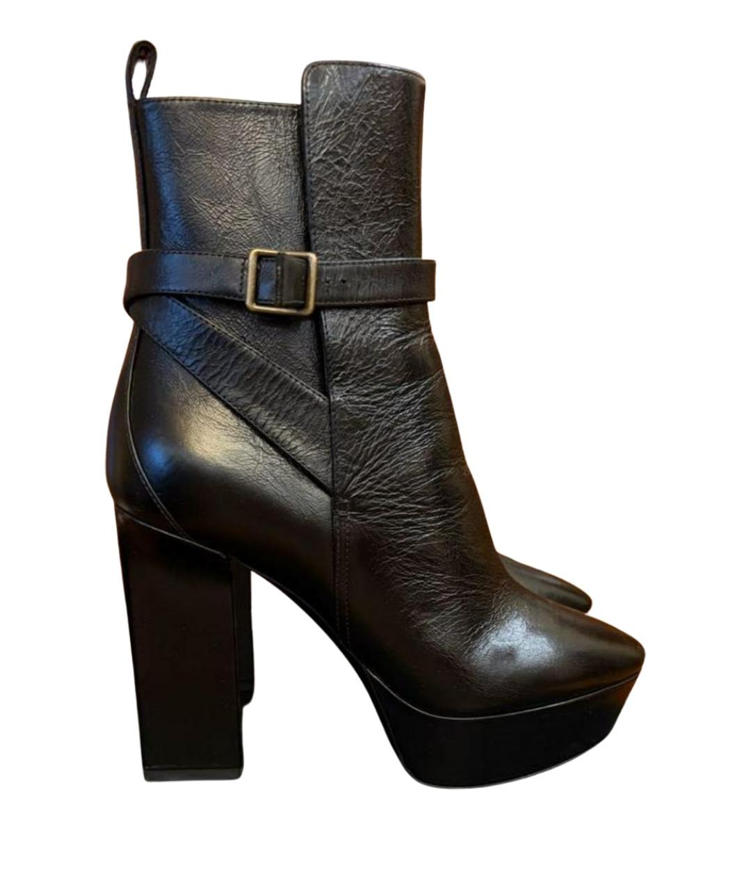SAINT LAURENT Черные кожаные ботильоны, фото 1