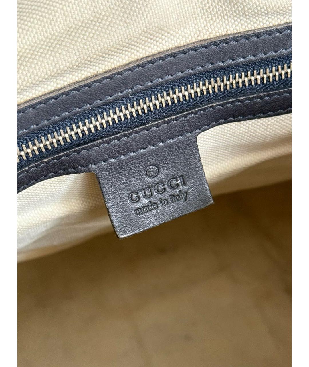 GUCCI Коричневая тканевая сумка с короткими ручками, фото 5