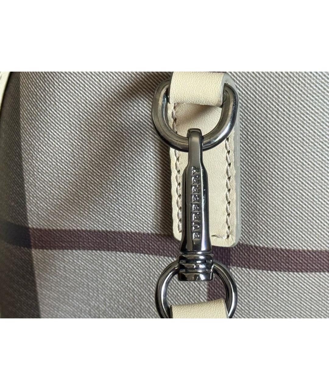 BURBERRY Бежевая сумка с короткими ручками из канвы, фото 7