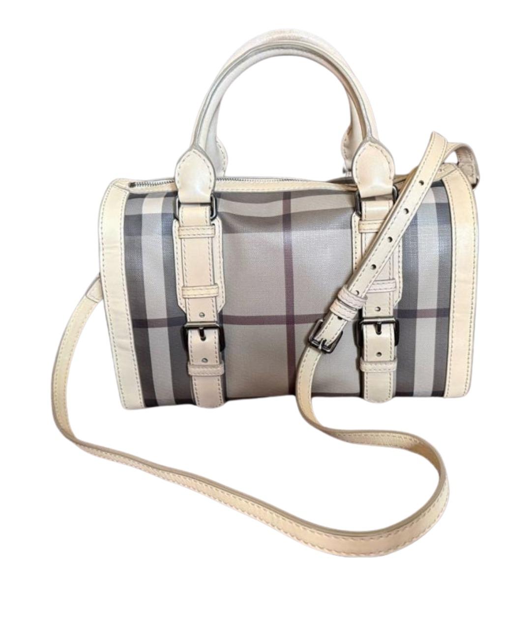 BURBERRY Бежевая сумка с короткими ручками из канвы, фото 1