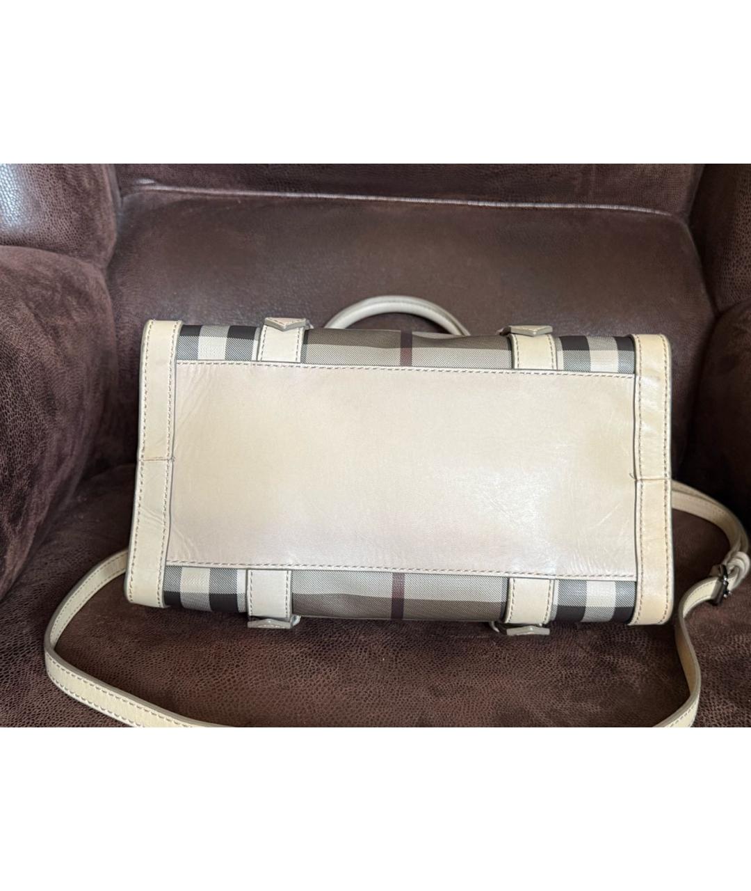 BURBERRY Бежевая сумка с короткими ручками из канвы, фото 8