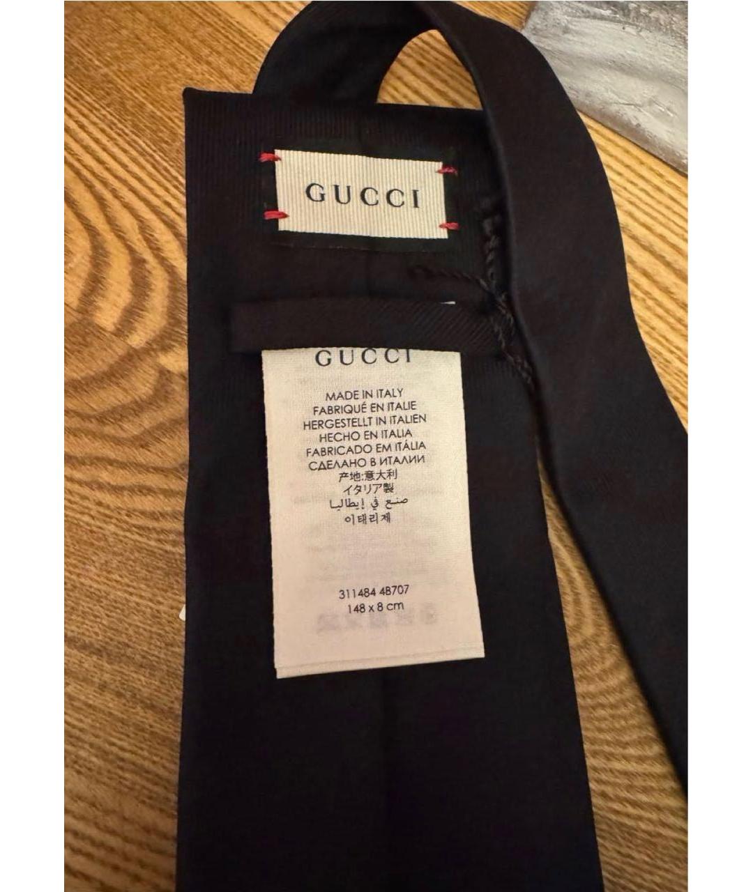 GUCCI Черный тканевый галстук, фото 5