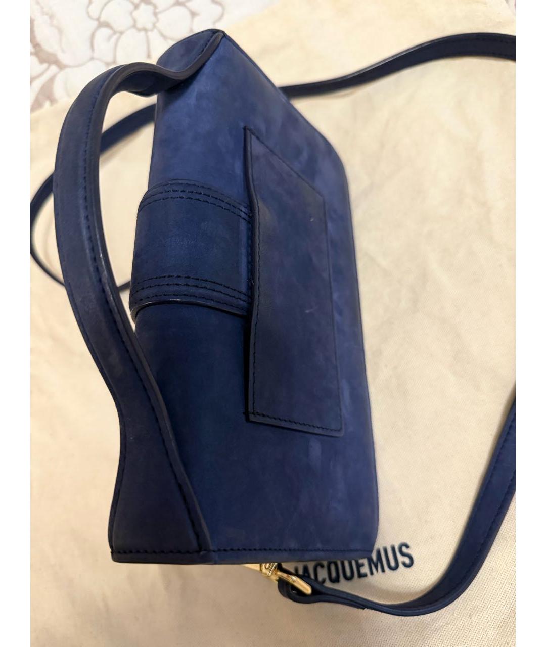 JACQUEMUS Темно-синяя замшевая поясная сумка, фото 6