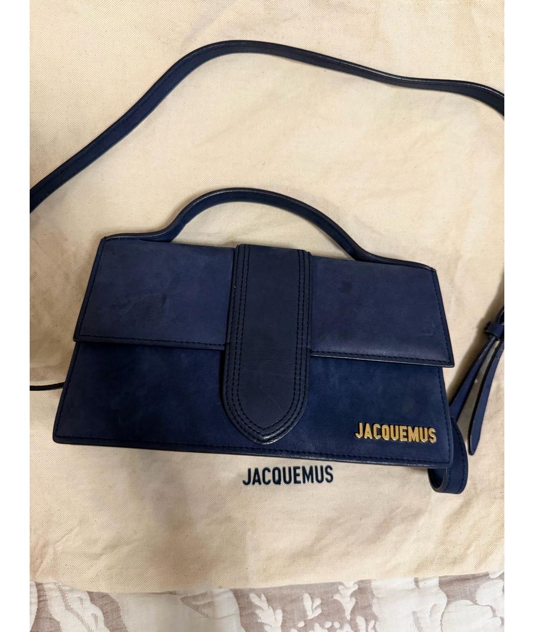 JACQUEMUS Темно-синяя замшевая поясная сумка, фото 5