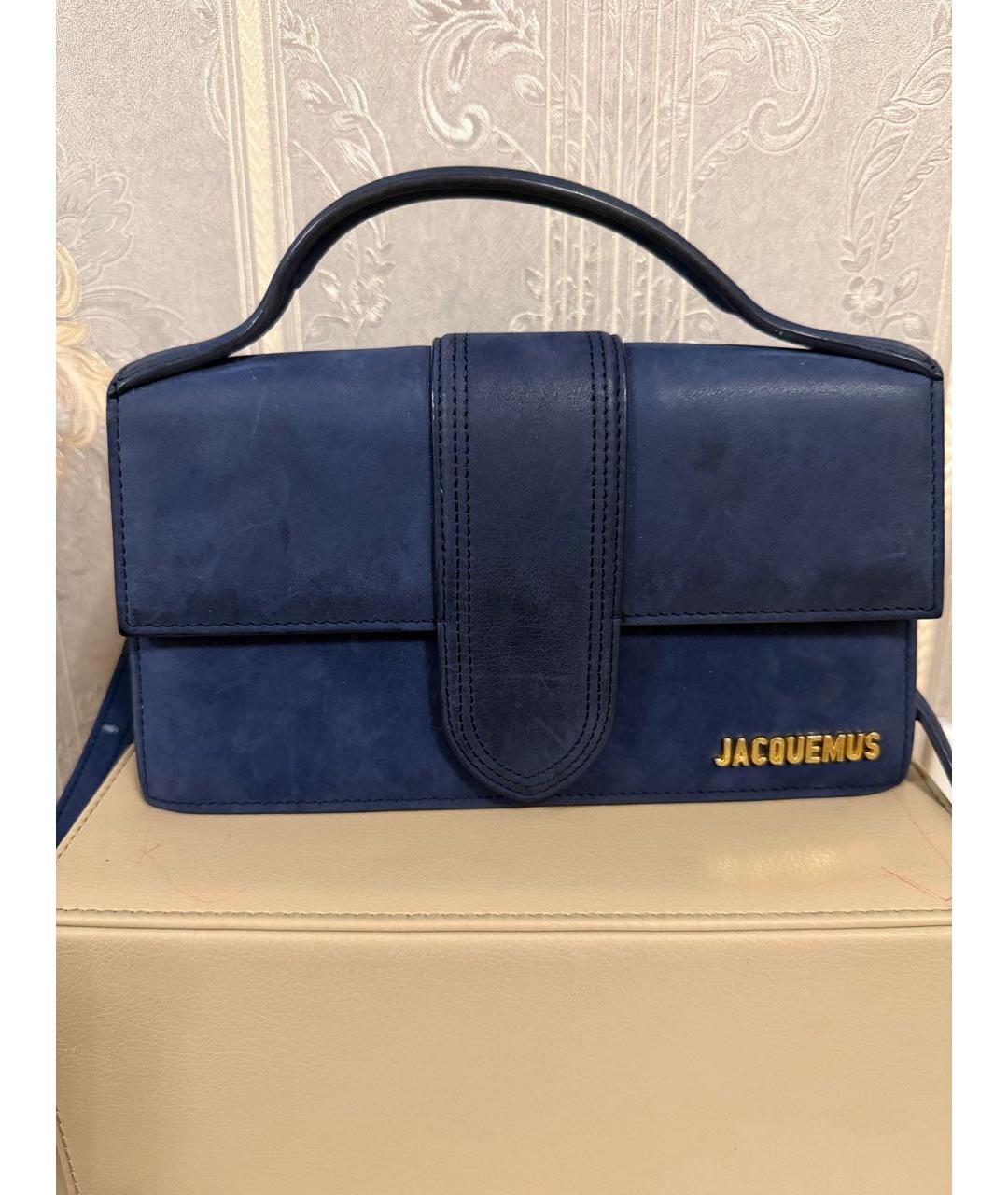 JACQUEMUS Темно-синяя замшевая поясная сумка, фото 7