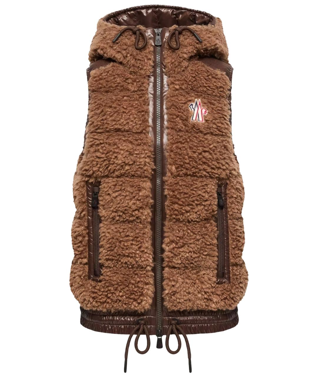 MONCLER Коричневый синтетический жилет, фото 1