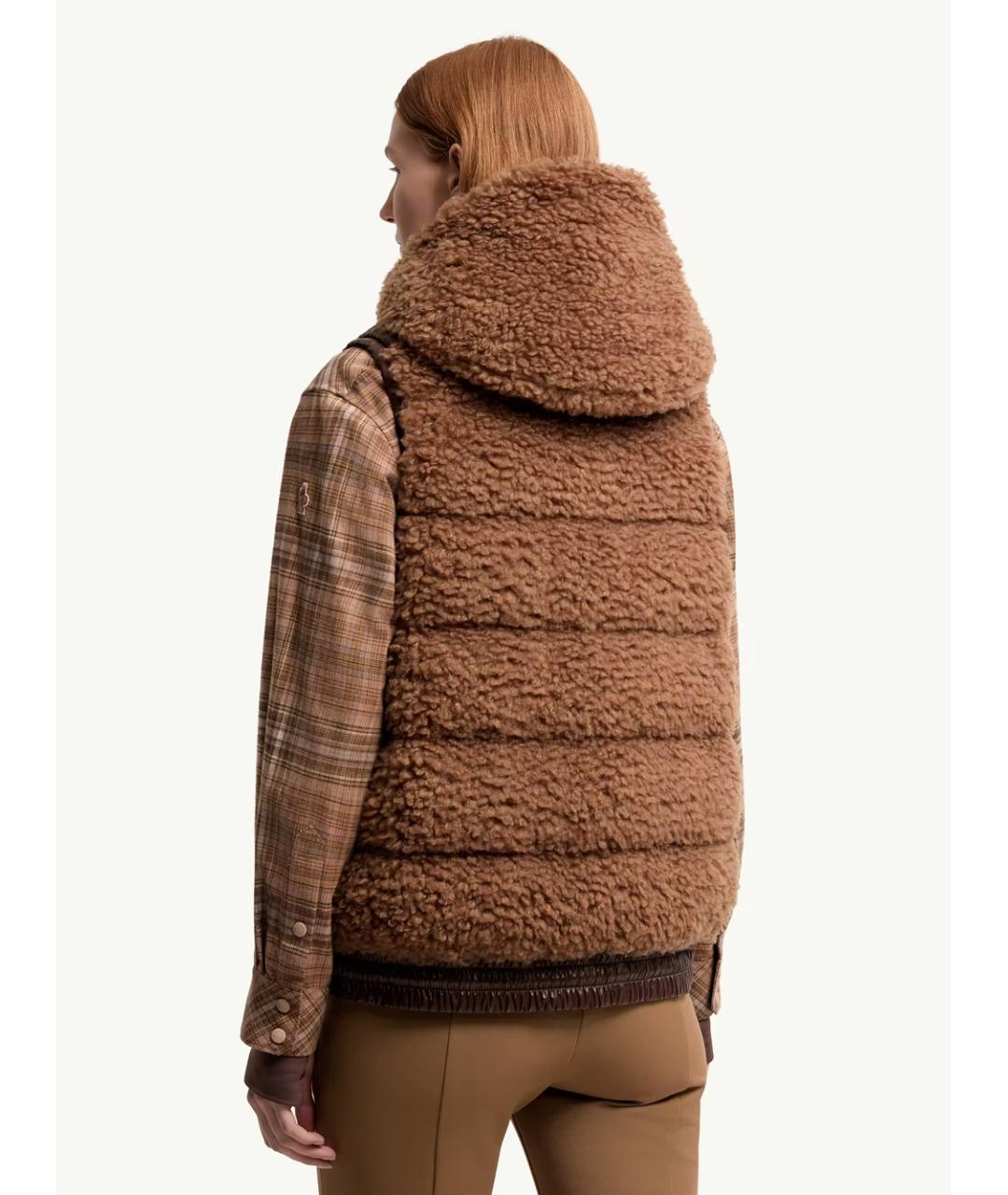 MONCLER Коричневый синтетический жилет, фото 3