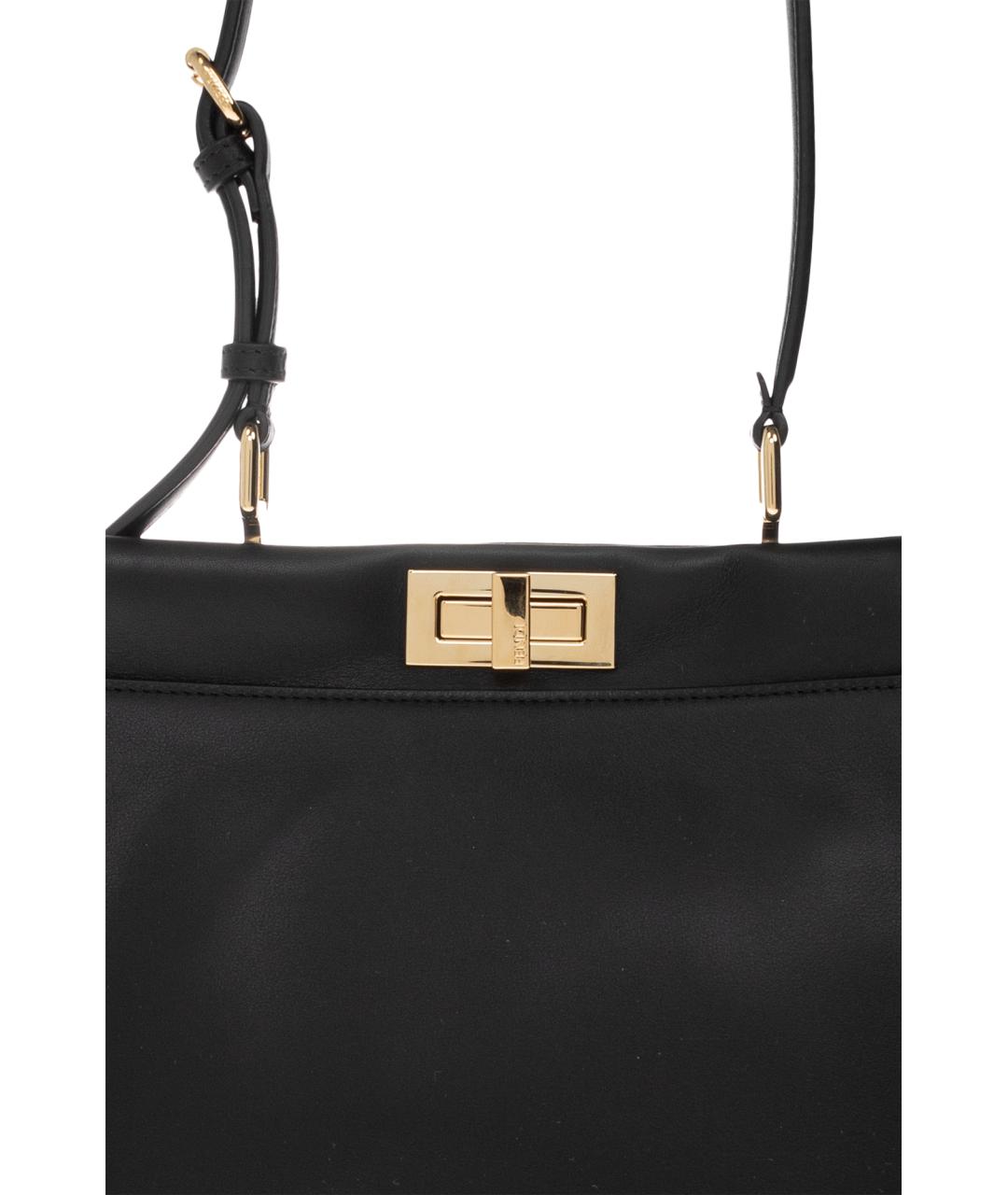 FENDI Черная кожаная сумка тоут, фото 3