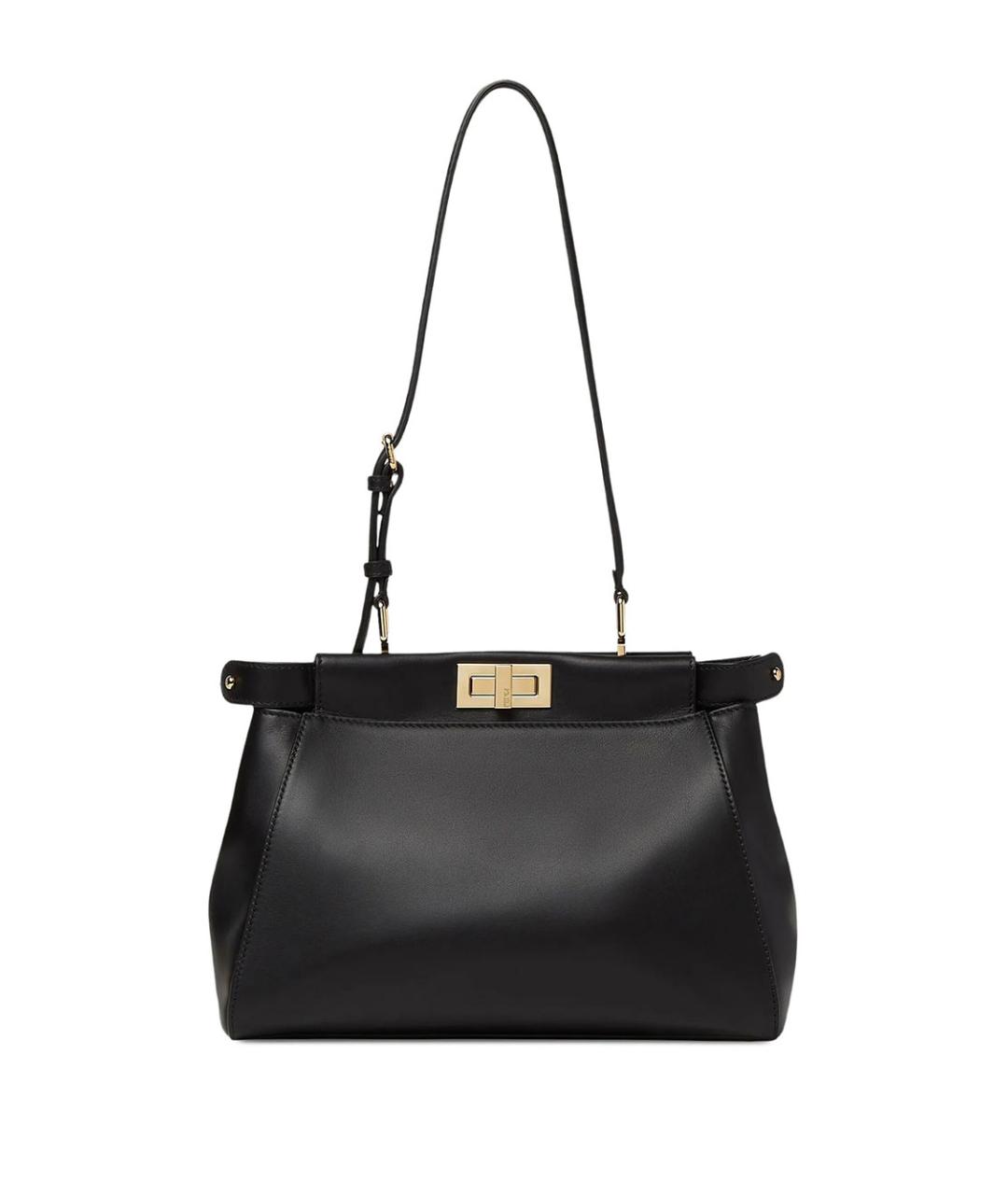 FENDI Черная кожаная сумка тоут, фото 1