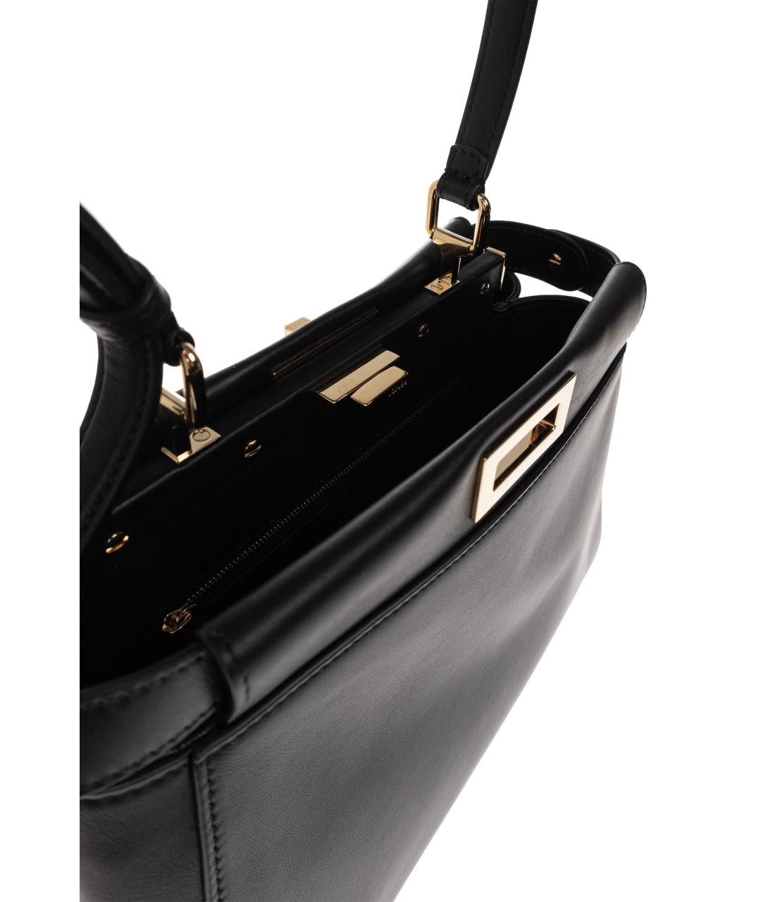 FENDI Черная кожаная сумка тоут, фото 4
