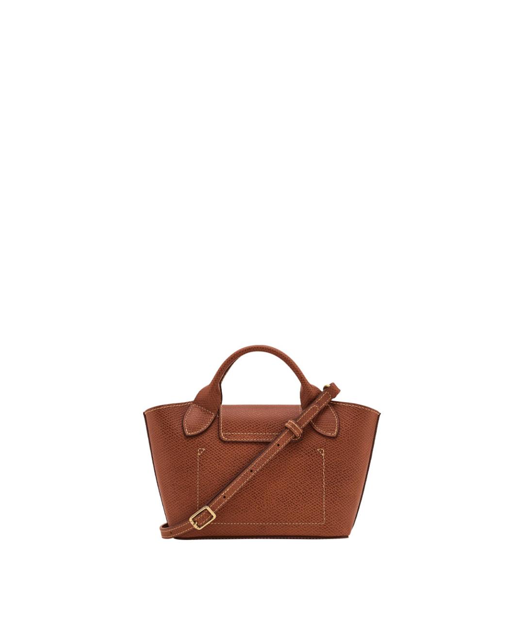 LONGCHAMP Коричневая кожаная сумка с короткими ручками, фото 2