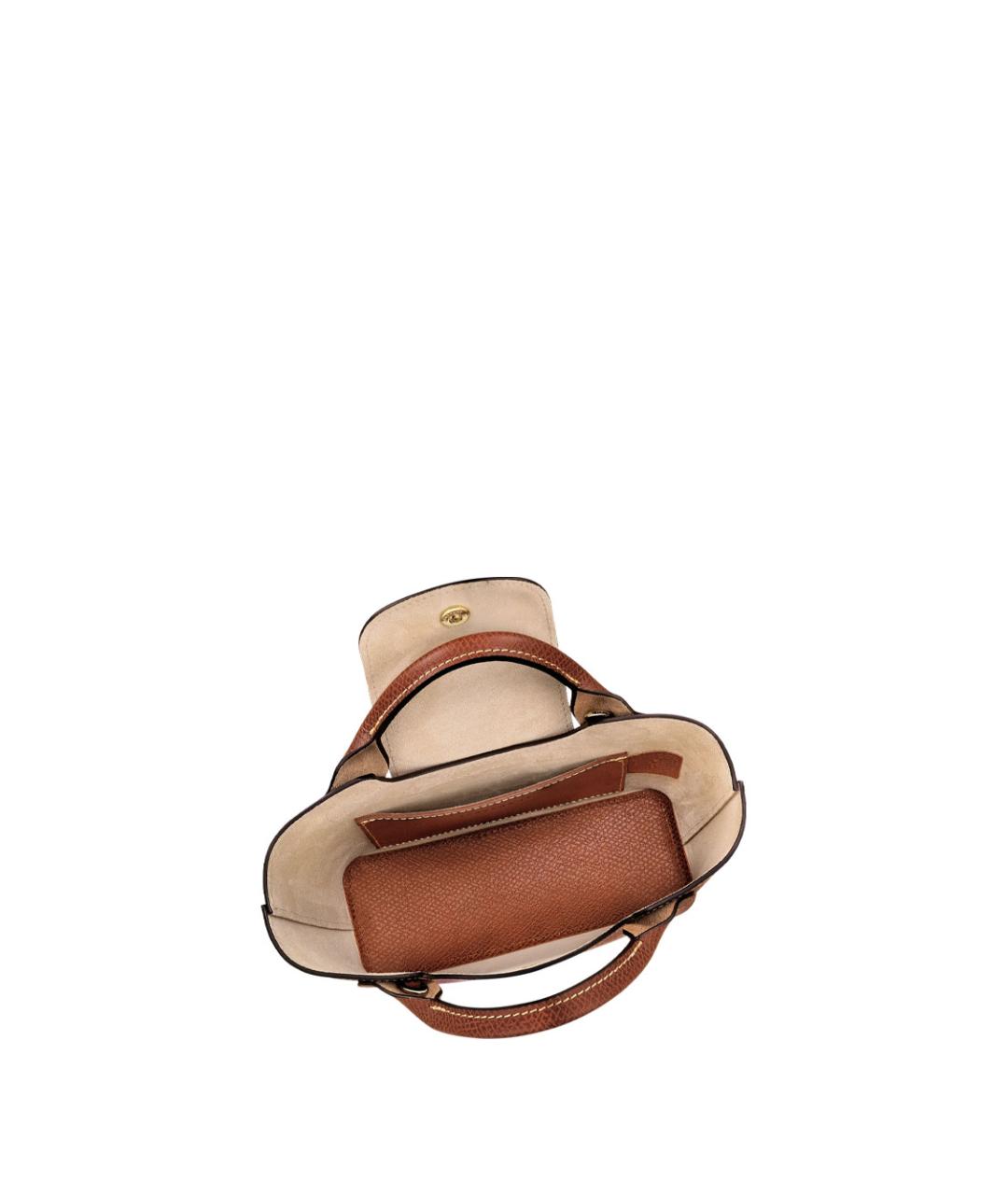 LONGCHAMP Коричневая кожаная сумка с короткими ручками, фото 3