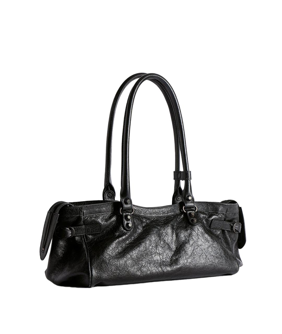 BALENCIAGA Черная кожаная сумка через плечо, фото 2