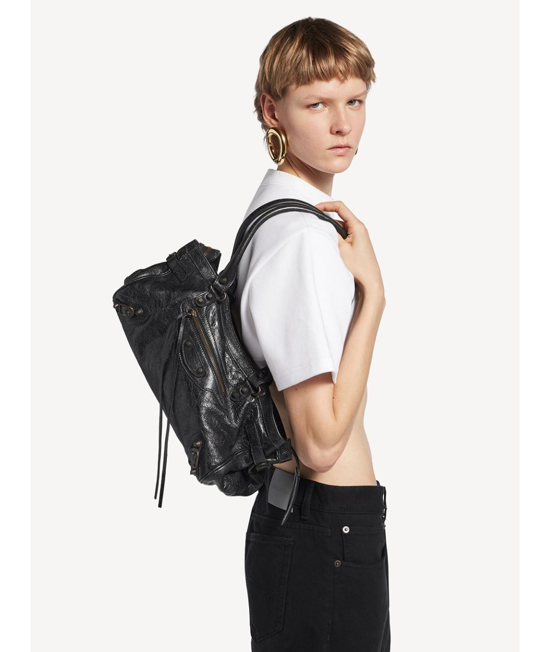 BALENCIAGA Черная кожаная сумка через плечо, фото 4