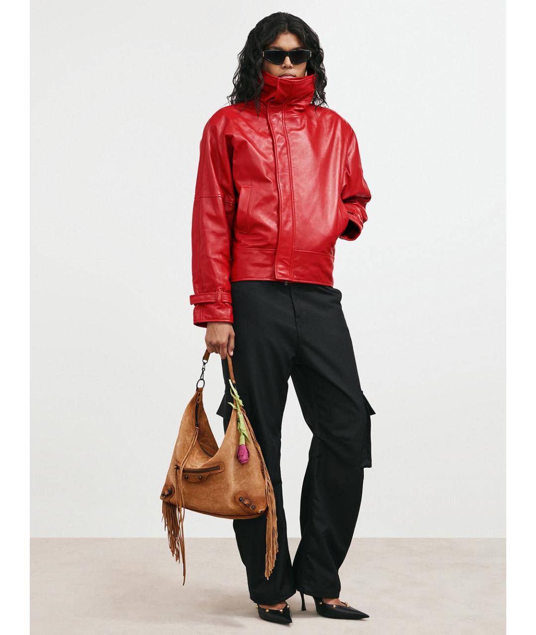 BALENCIAGA Красная кожаная куртка, фото 2