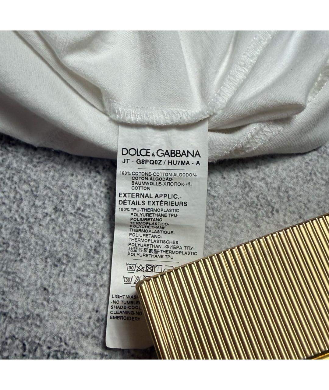 DOLCE&GABBANA Белая хлопковая футболка, фото 6