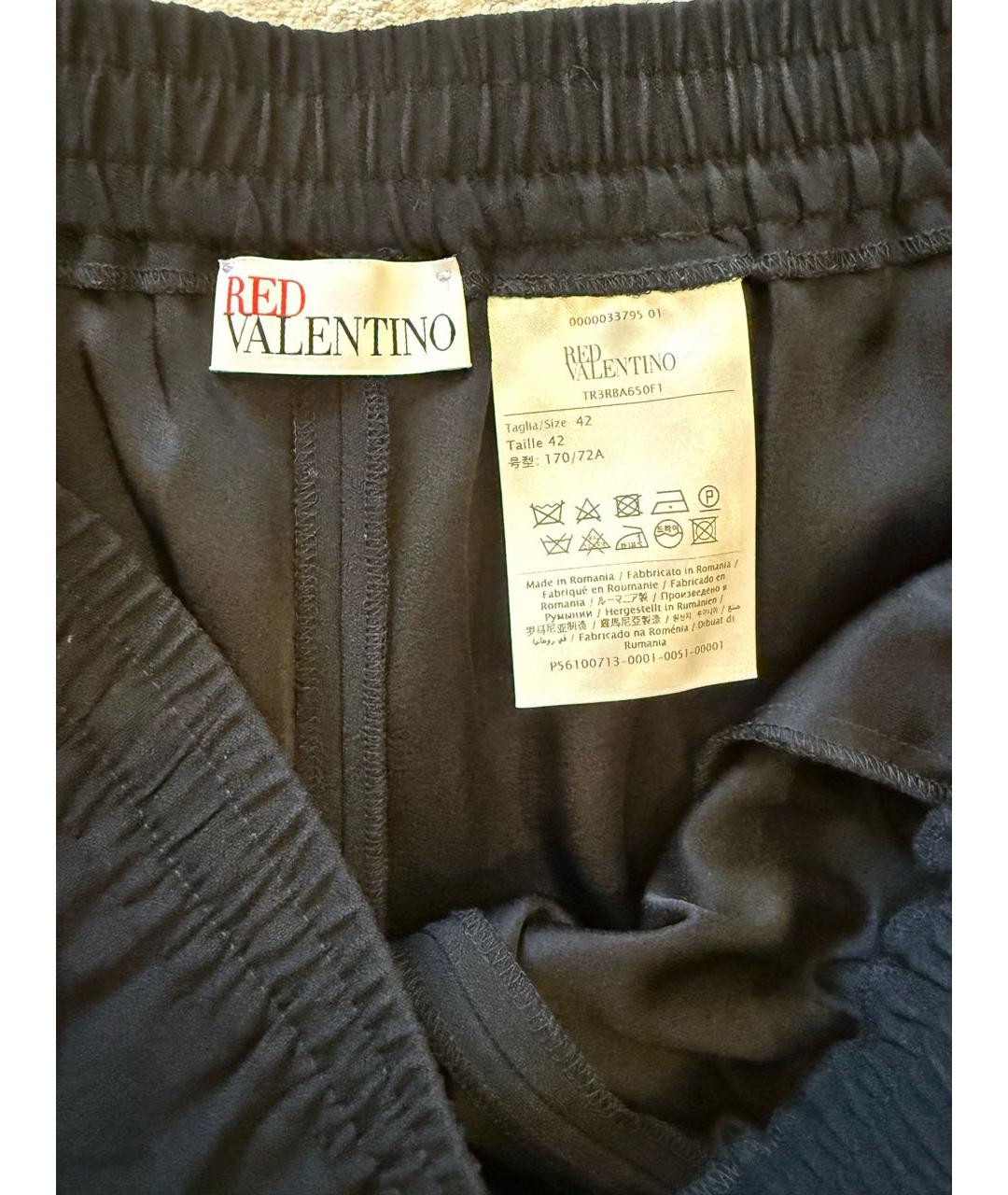 RED VALENTINO Черные ацетатные прямые брюки, фото 3