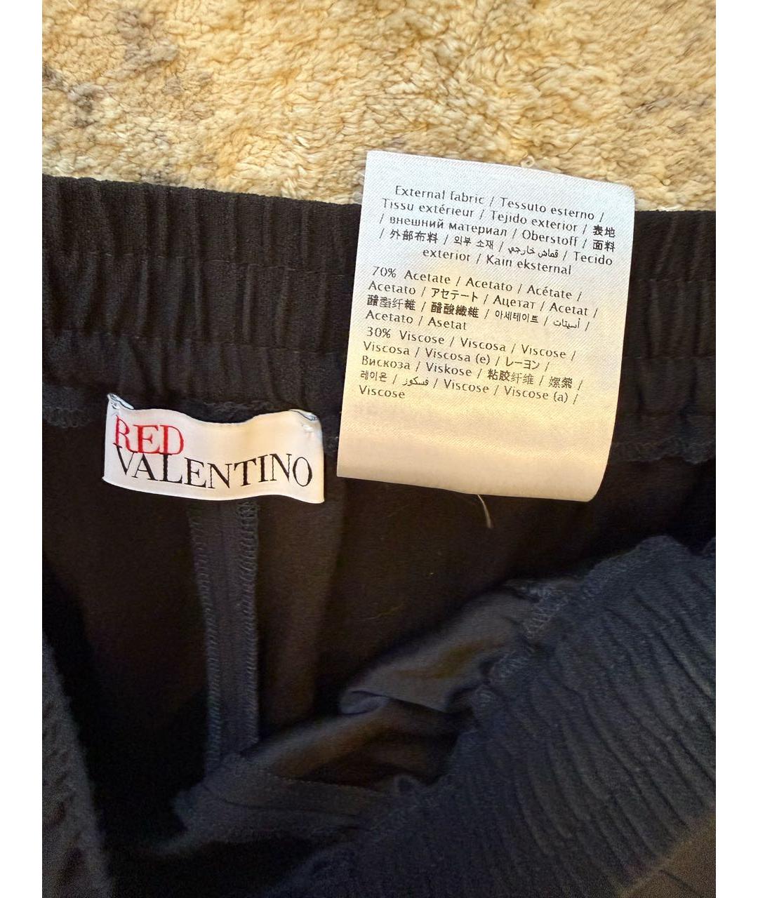 RED VALENTINO Черные ацетатные прямые брюки, фото 5