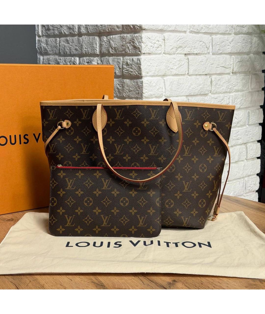 LOUIS VUITTON Коричневая сумка тоут из канвы, фото 5