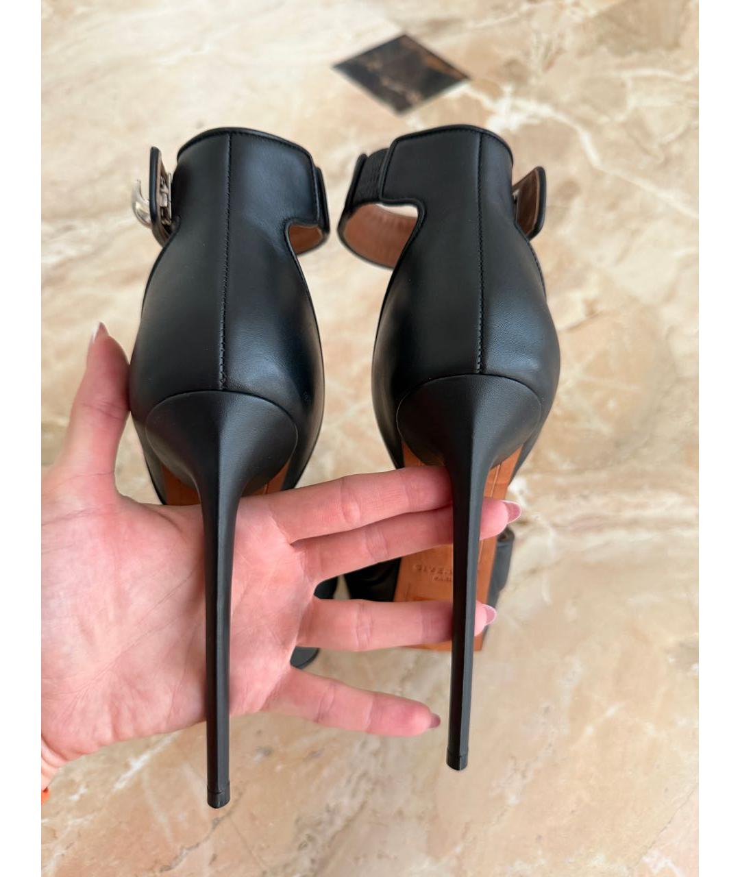 GIVENCHY Черные кожаные босоножки, фото 4