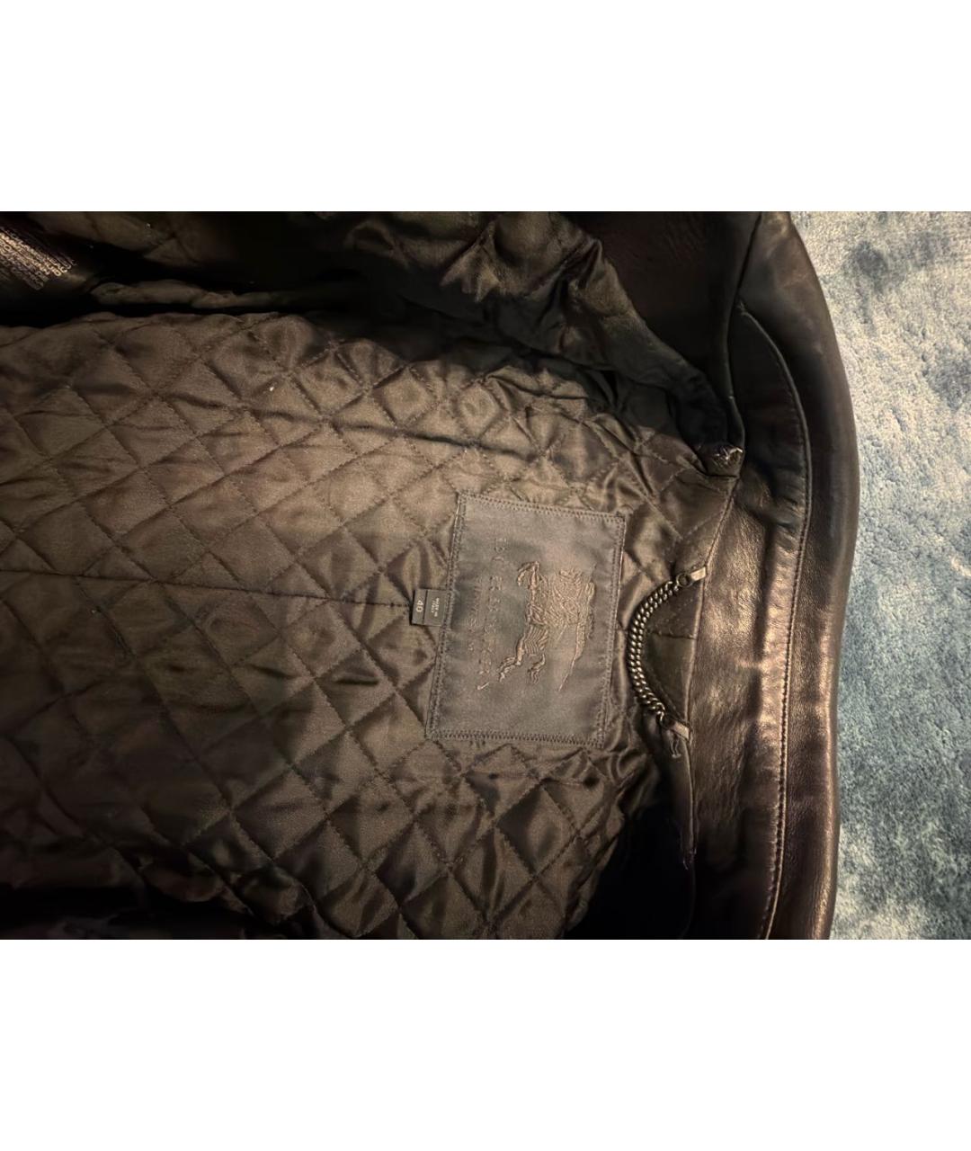BURBERRY Черная кожаная куртка, фото 3