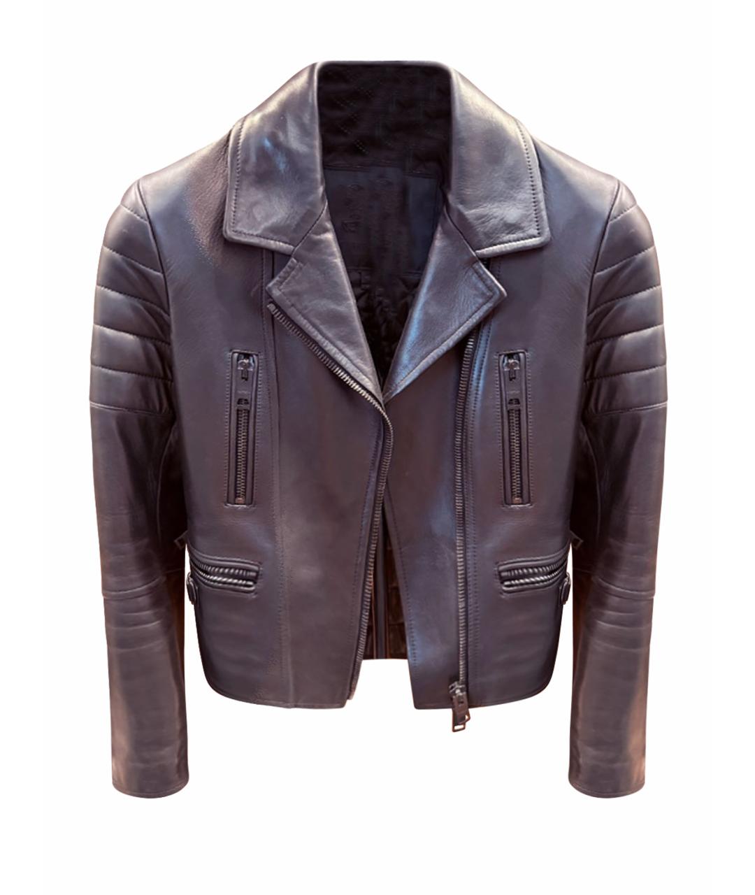 BURBERRY Черная кожаная куртка, фото 1
