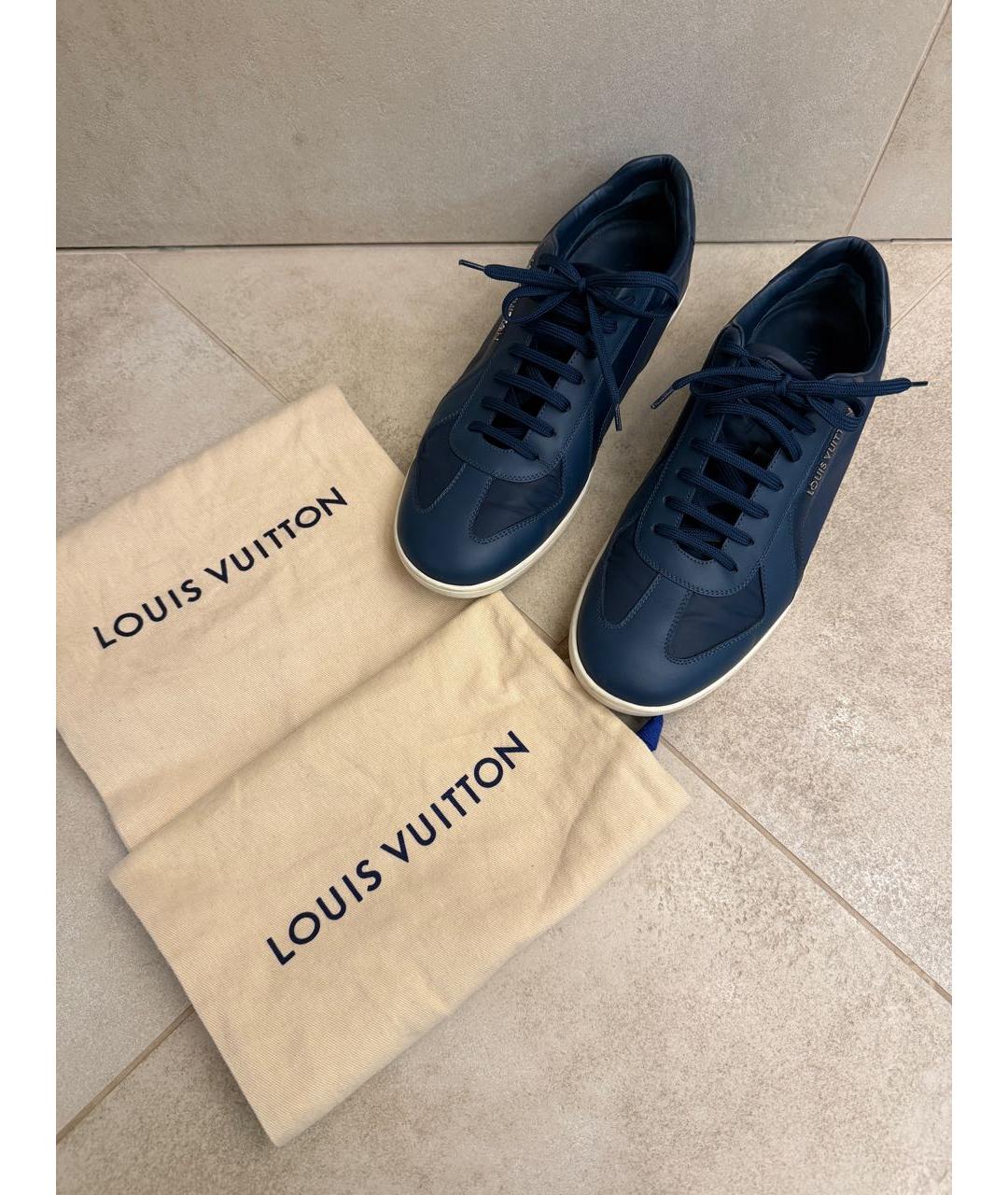 LOUIS VUITTON Темно-синие кожаные низкие кроссовки / кеды, фото 5