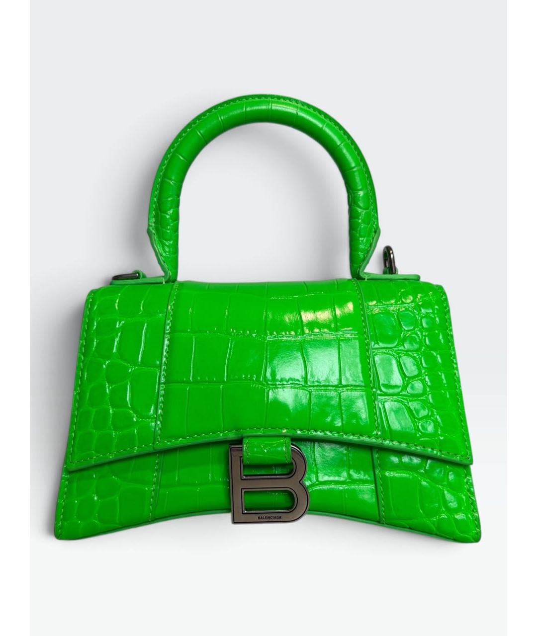 BALENCIAGA Зеленая сумка с короткими ручками из лакированной кожи, фото 5