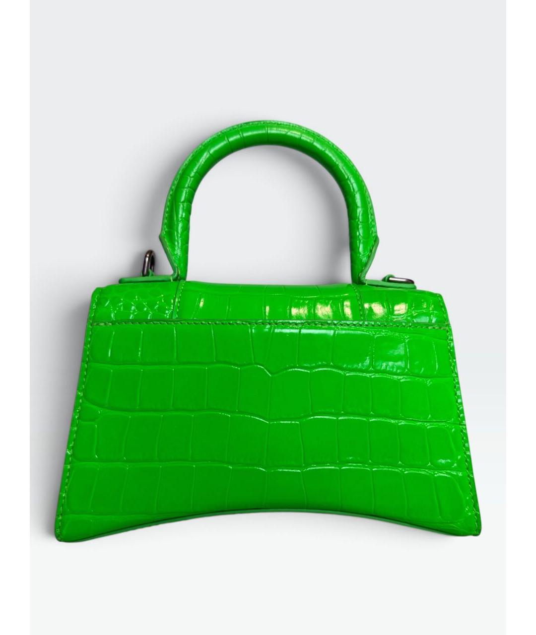 BALENCIAGA Зеленая сумка с короткими ручками из лакированной кожи, фото 2