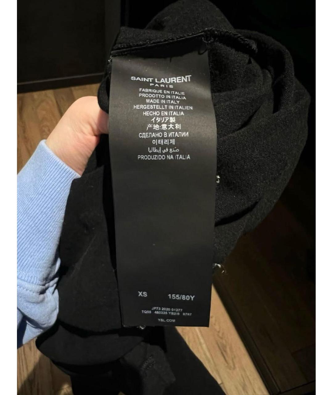 SAINT LAURENT Черная хлопковая футболка, фото 7