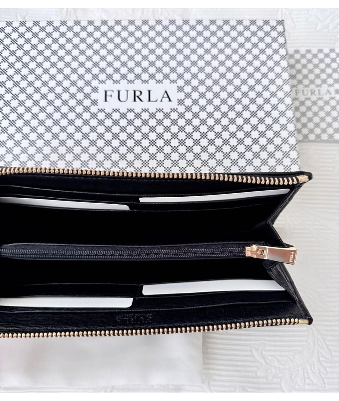 FURLA Черный кожаный кошелек, фото 8
