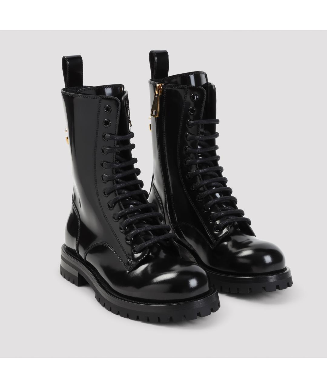 DOLCE&GABBANA Черные кожаные ботинки, фото 4