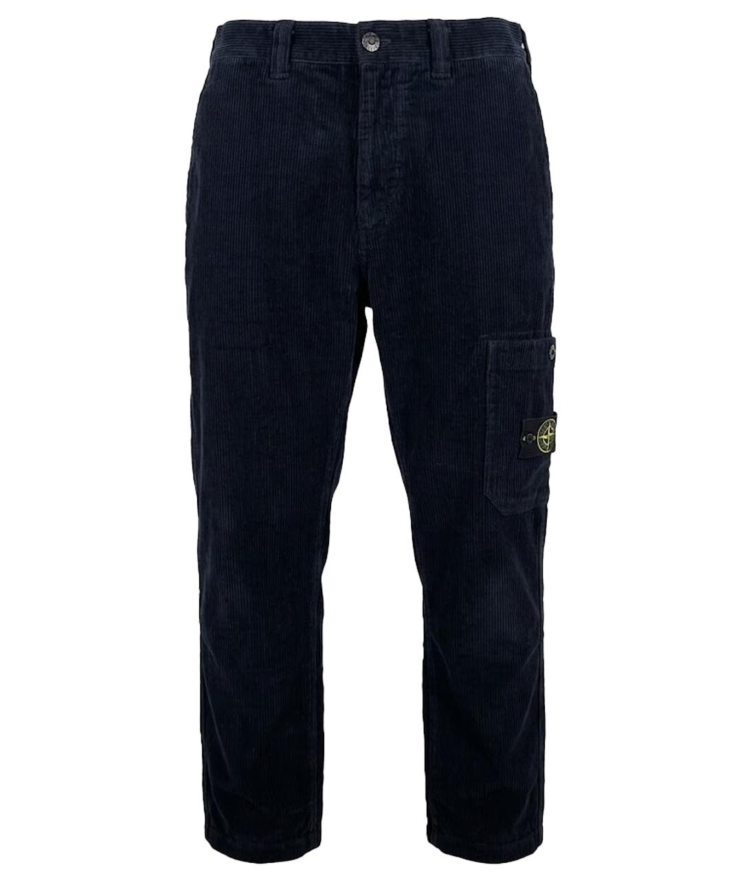 STONE ISLAND Темно-синие хлопковые повседневные брюки, фото 1