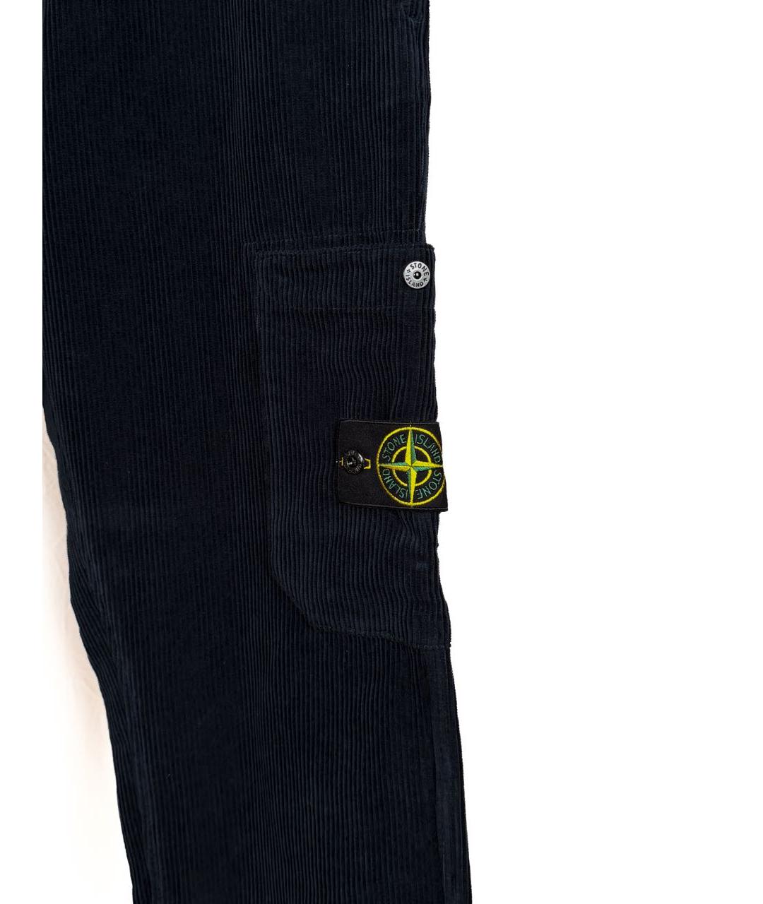 STONE ISLAND Темно-синие хлопковые повседневные брюки, фото 4