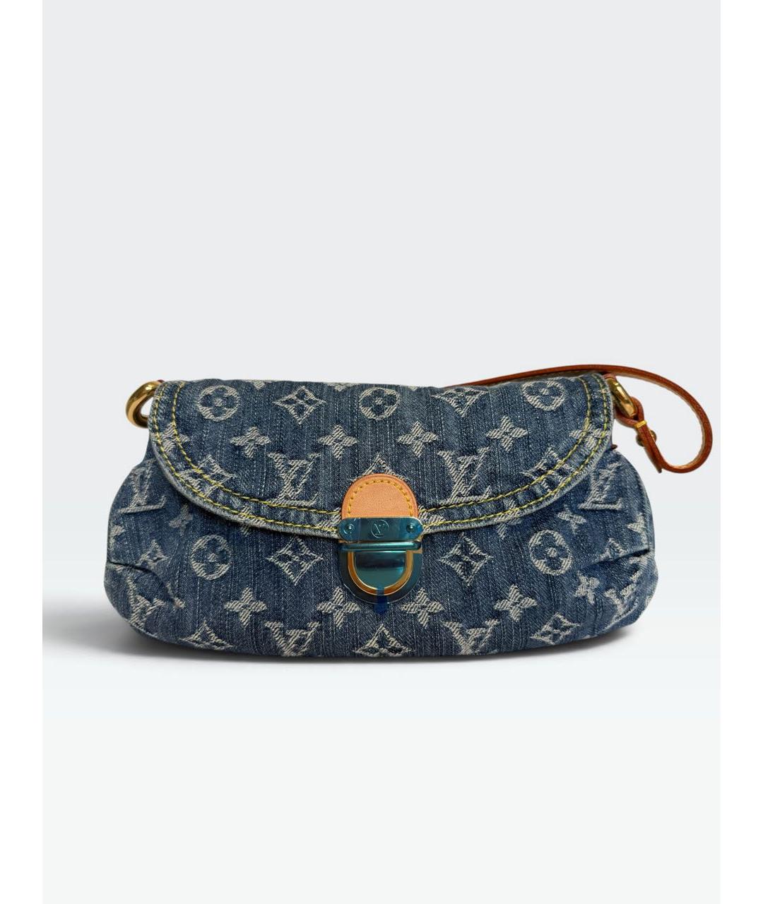 LOUIS VUITTON Голубая деним сумка с короткими ручками, фото 6