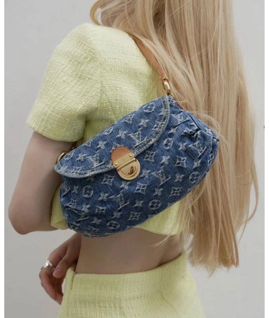 LOUIS VUITTON Голубая деним сумка с короткими ручками, фото 5