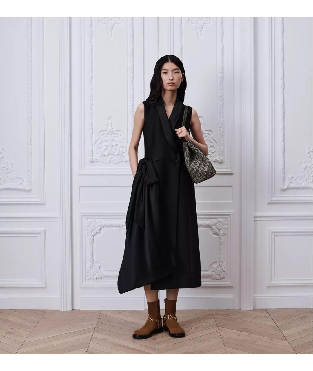 CHRISTIAN DIOR Черное шерстяное повседневное платье, фото 2
