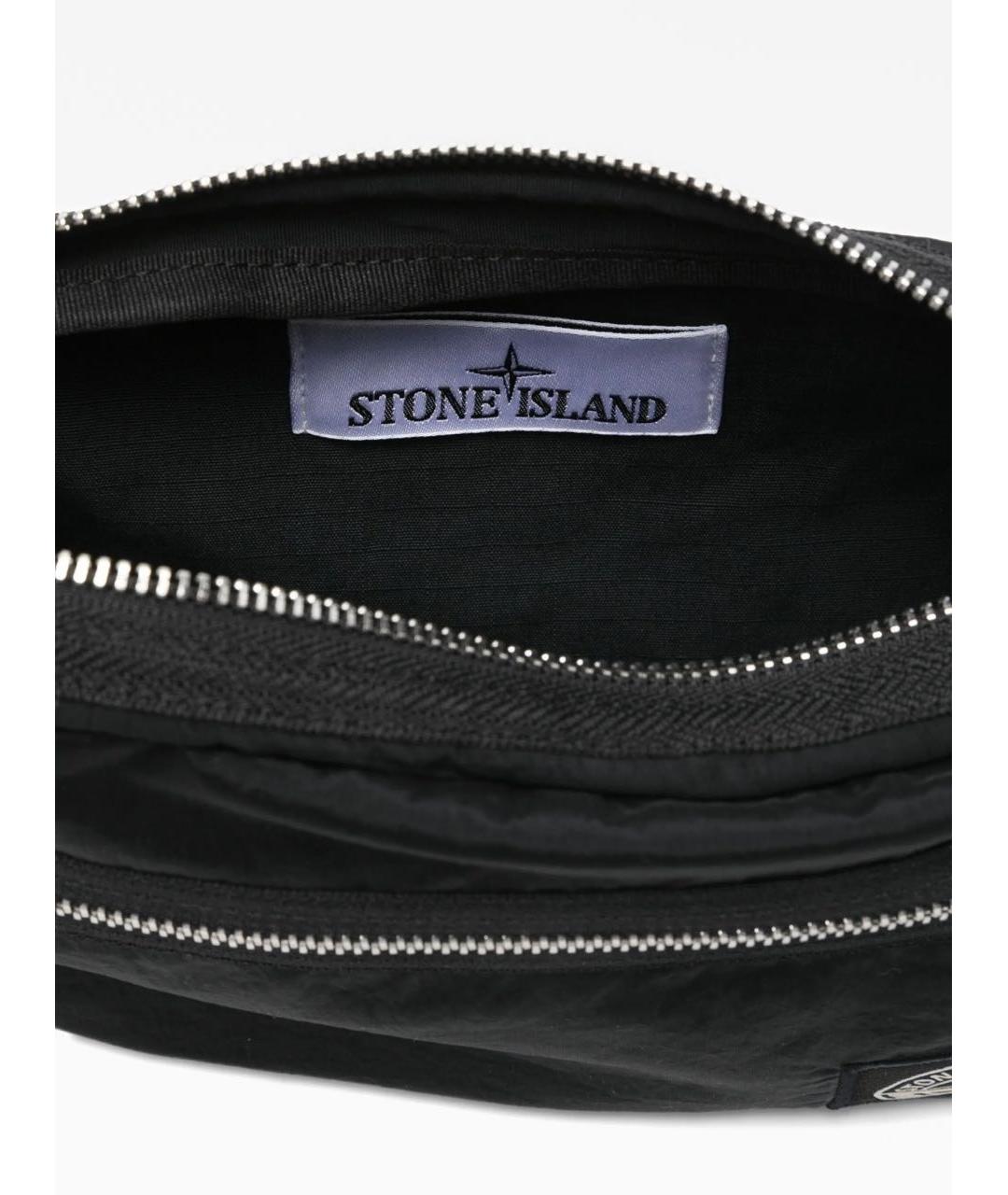 STONE ISLAND Черная нейлоновая поясная сумка, фото 4