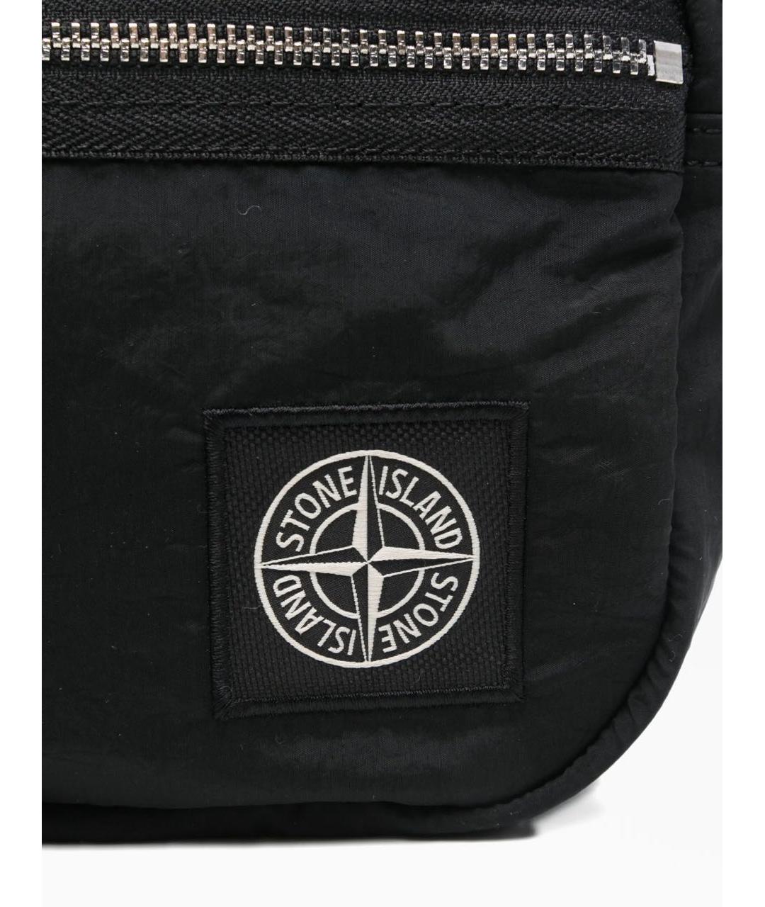 STONE ISLAND Черная нейлоновая поясная сумка, фото 3