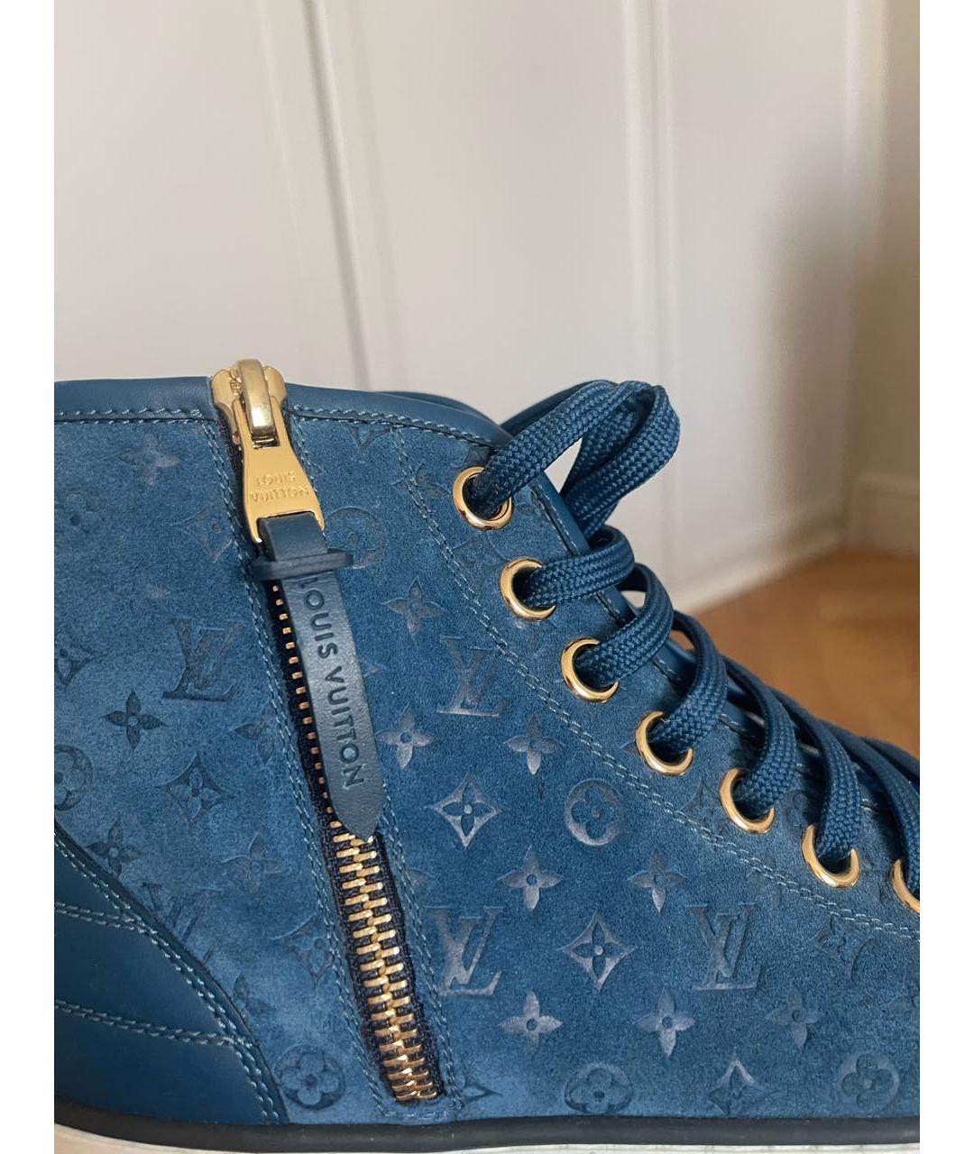 LOUIS VUITTON Синие кожаные кеды, фото 4
