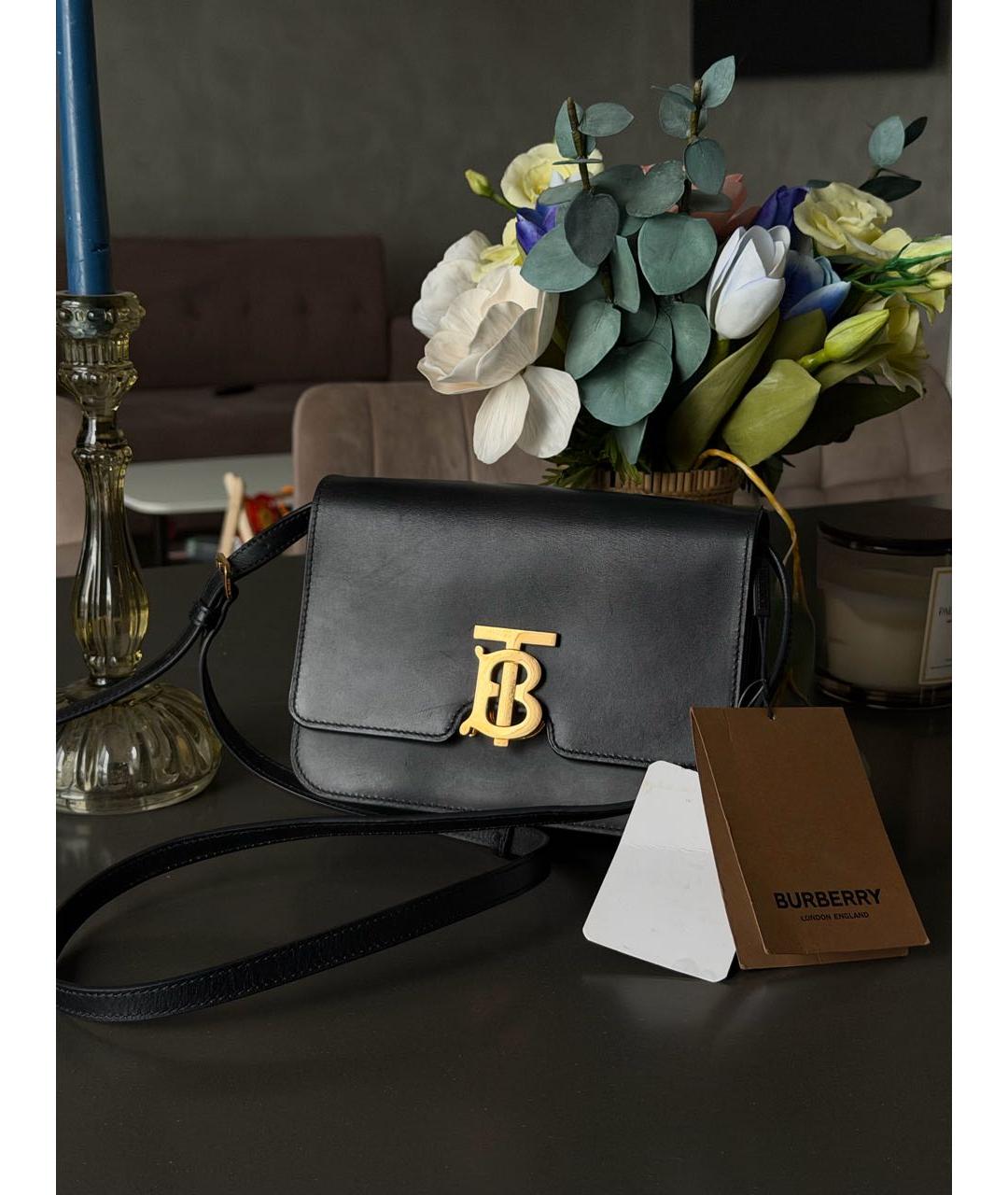 BURBERRY Черная кожаная сумка через плечо, фото 8