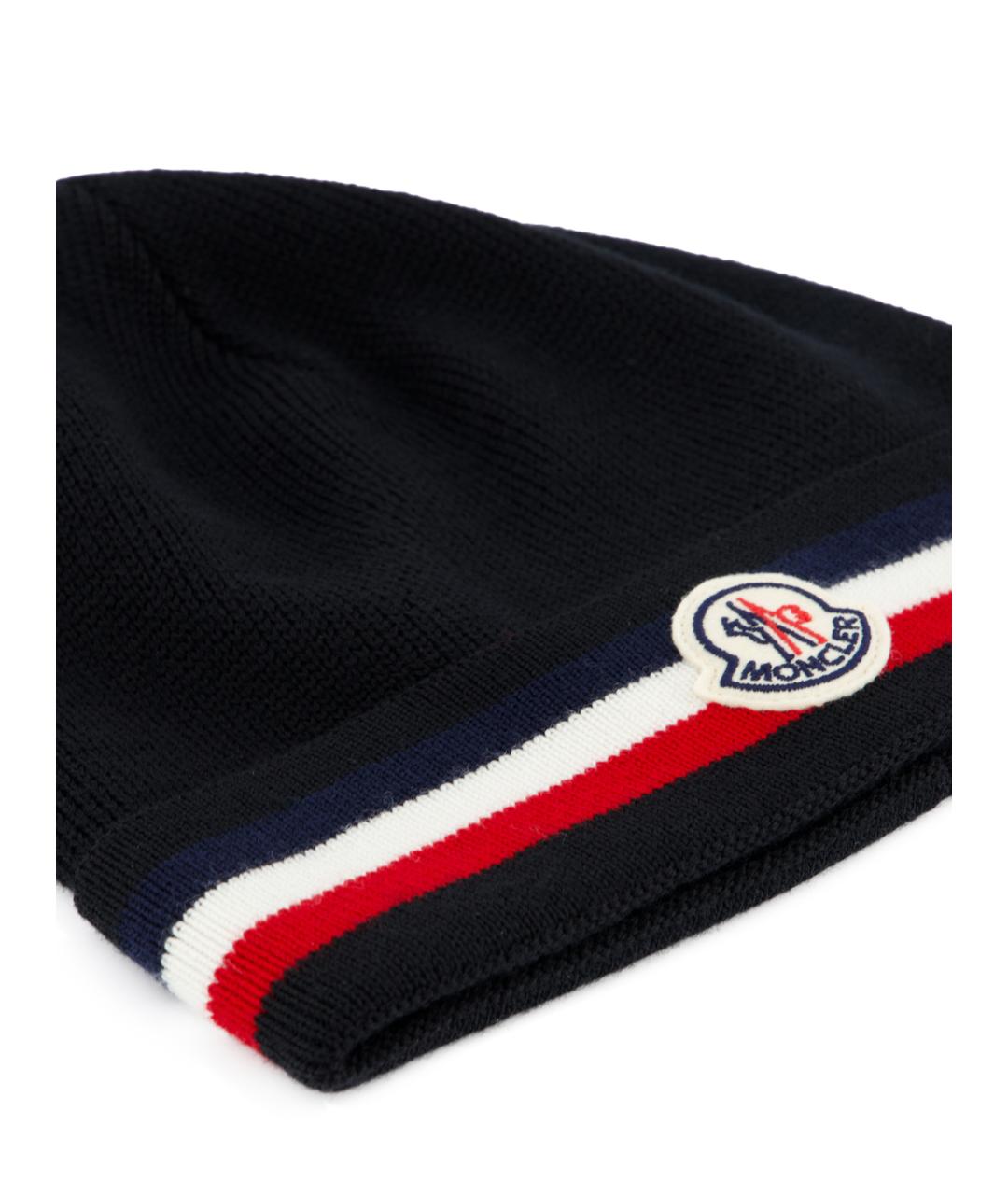 MONCLER Черная шерстяная шапка, фото 4