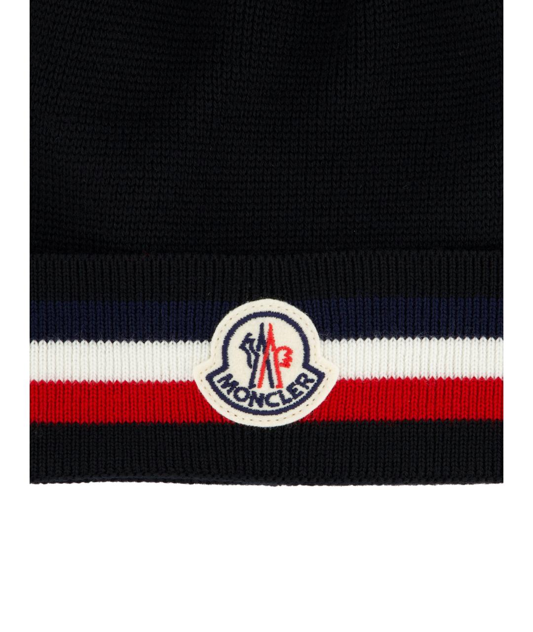 MONCLER Черная шерстяная шапка, фото 3