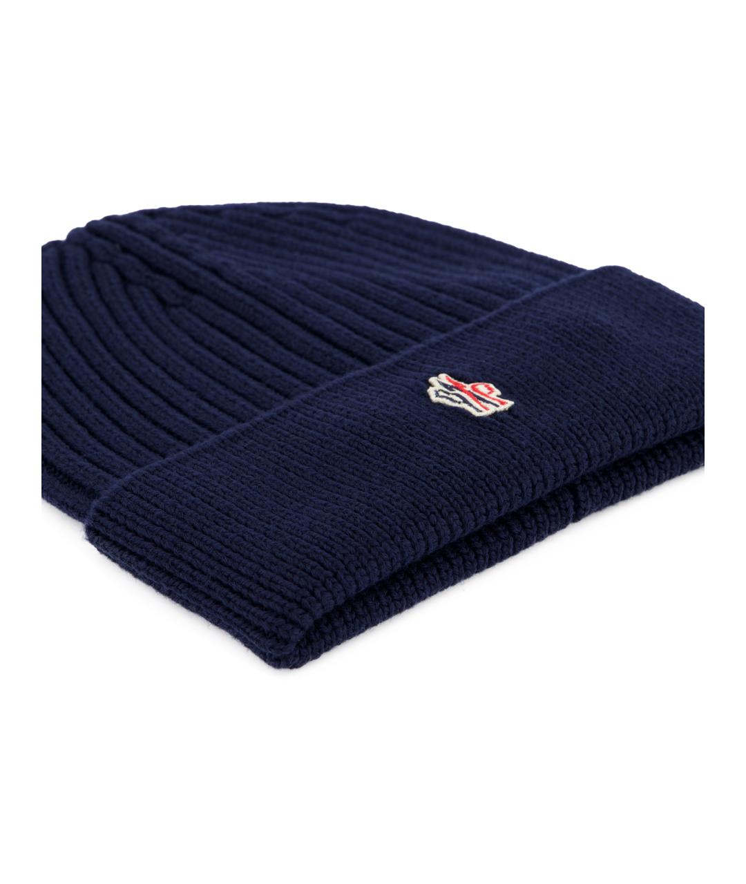 MONCLER GRENOBLE Синяя шерстяная шапка, фото 4