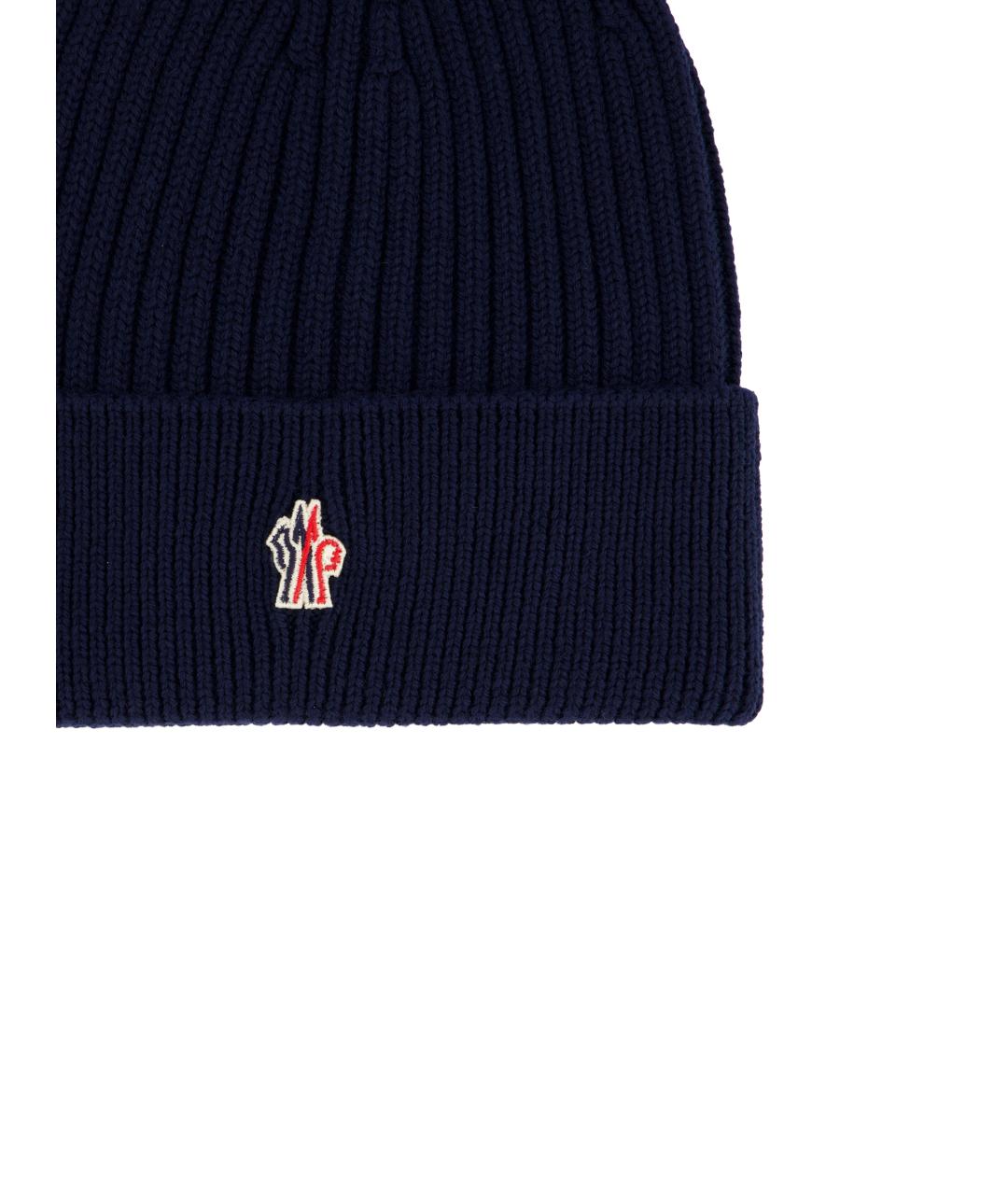MONCLER GRENOBLE Синяя шерстяная шапка, фото 3