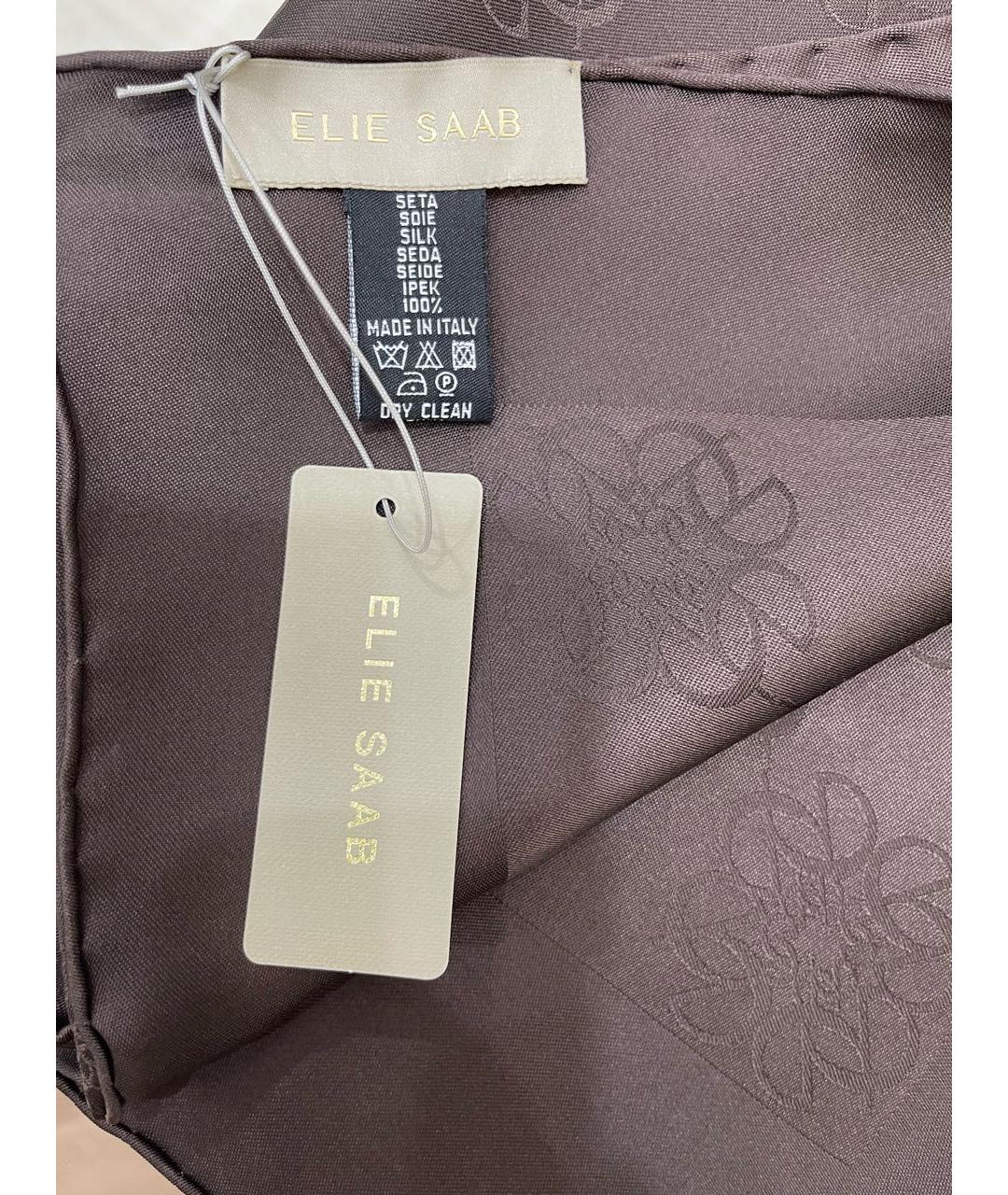 ELIE SAAB Коричневый шелковый платок, фото 3
