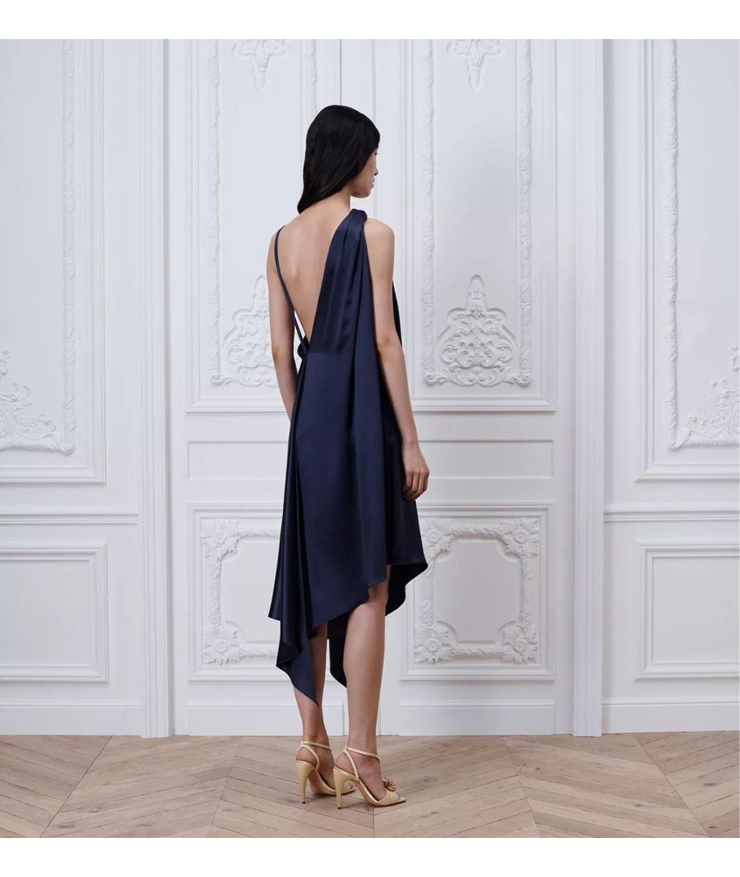 CHRISTIAN DIOR Темно-синее шелковое вечернее платье, фото 3