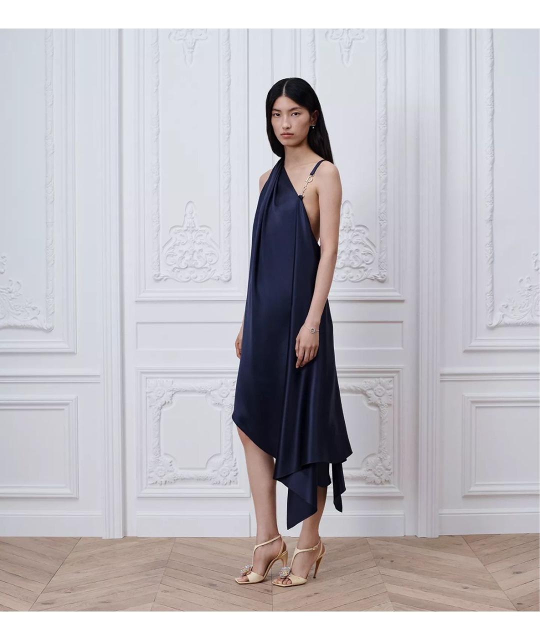 CHRISTIAN DIOR Темно-синее шелковое вечернее платье, фото 2