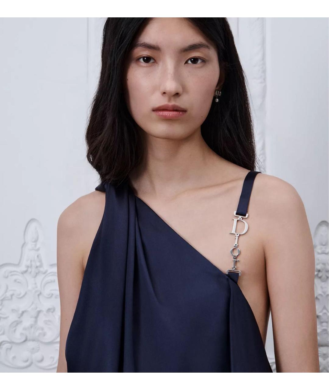 CHRISTIAN DIOR Темно-синее шелковое вечернее платье, фото 4
